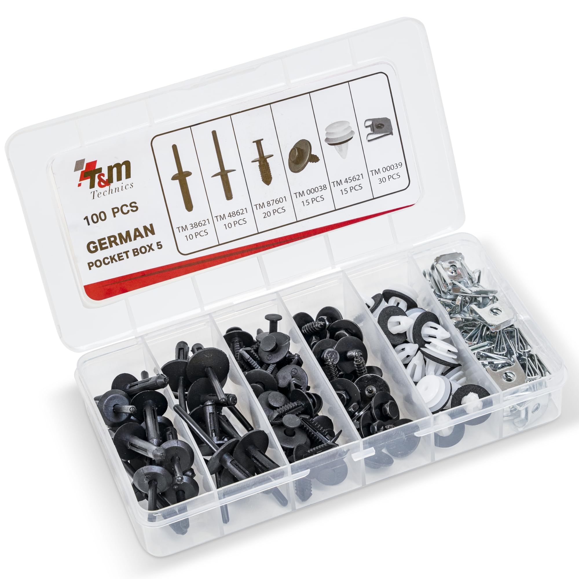 German Pocket Box 5 T&M Technics, 100 clips de carrosserie