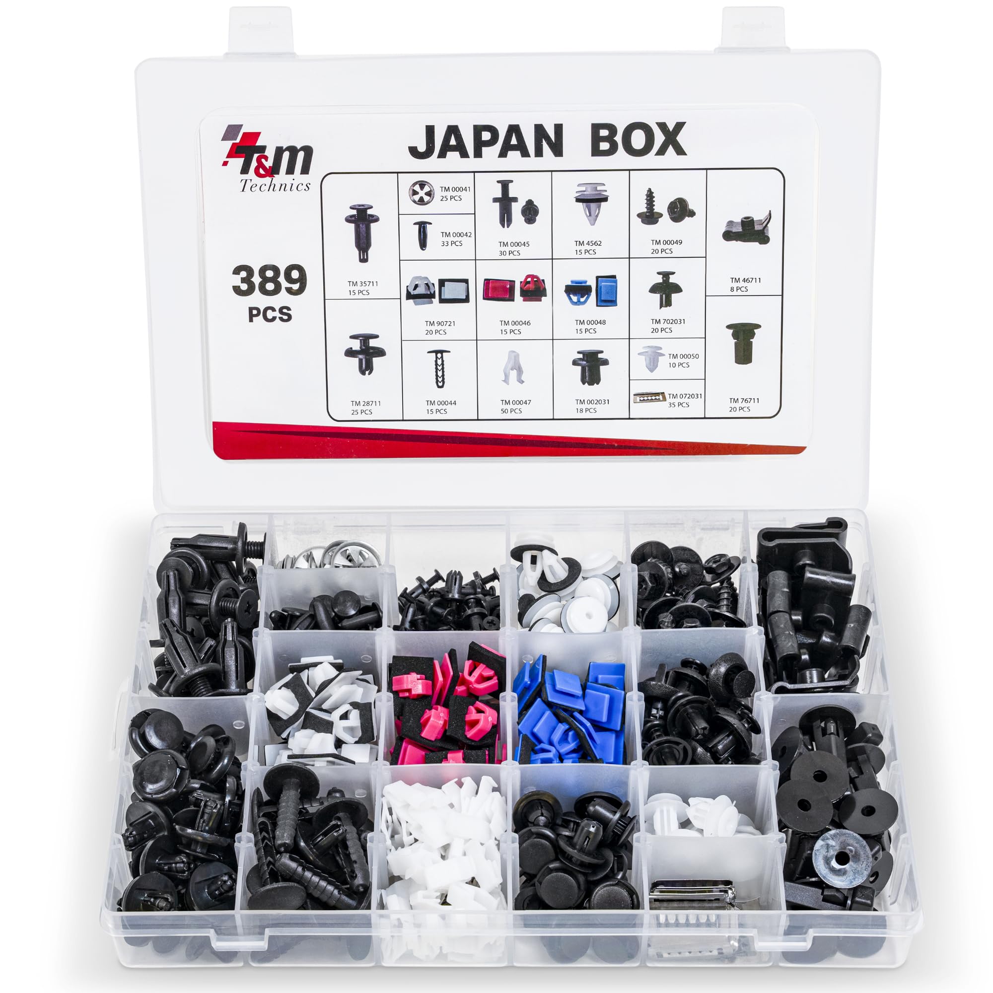 Coffret T&M Technics de 371 clips de carrosserie pour voitures japonaises
