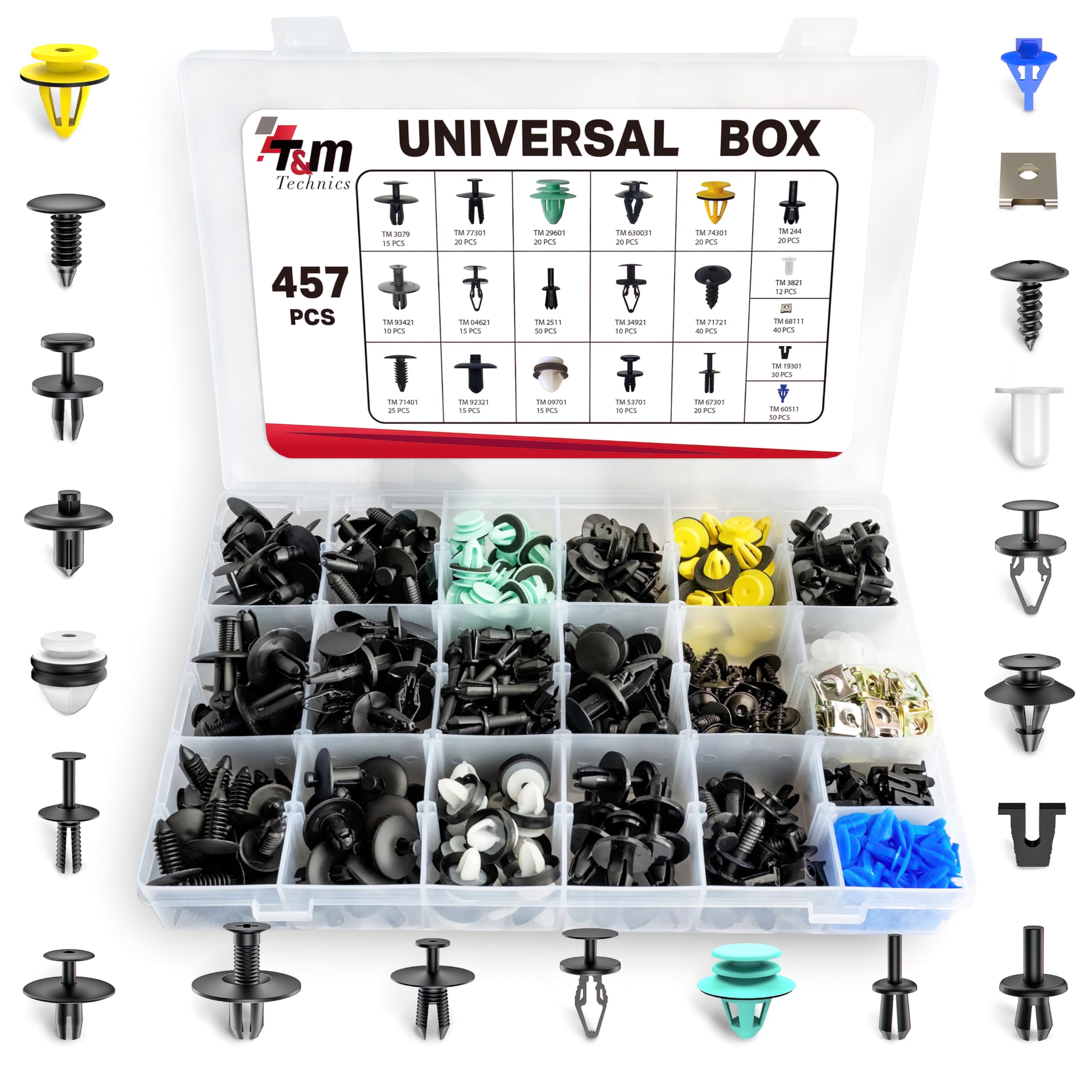 Coffret T&M Technics de 457 clips de carrosserie toutes marques