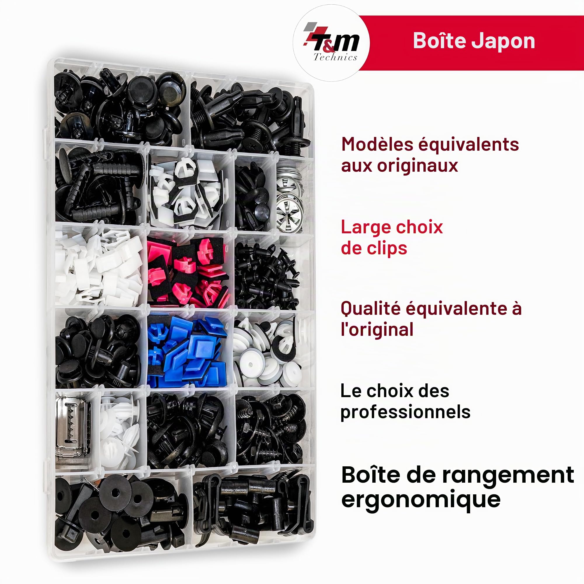 Coffret T&M Technics de 371 clips de carrosserie pour voitures japonaises – vue 2